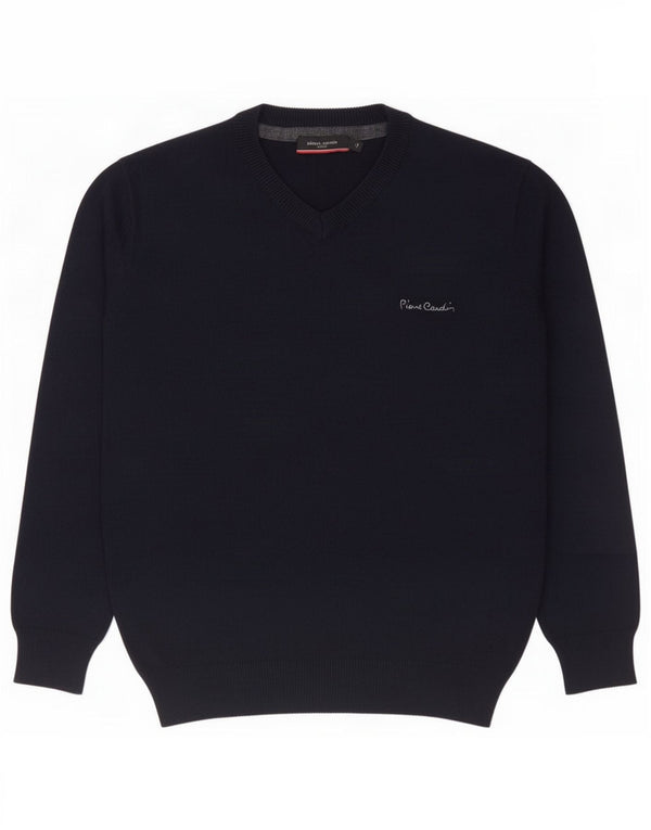 Pierre Cardin Suéter con cuello en V para mujer UK 14 Medio Azul marino Acrílico