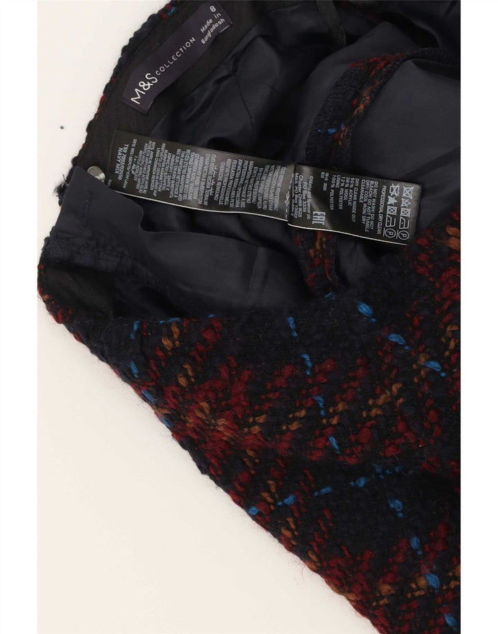 Zara Minifalda Mujer UK 8 Small Acrílico A Cuadros Multicolor