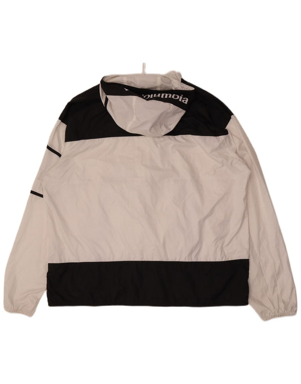 COLUMBIA Chaqueta impermeable con capucha y gráfico para hombre UK 44 2XL Blanco Colorblock