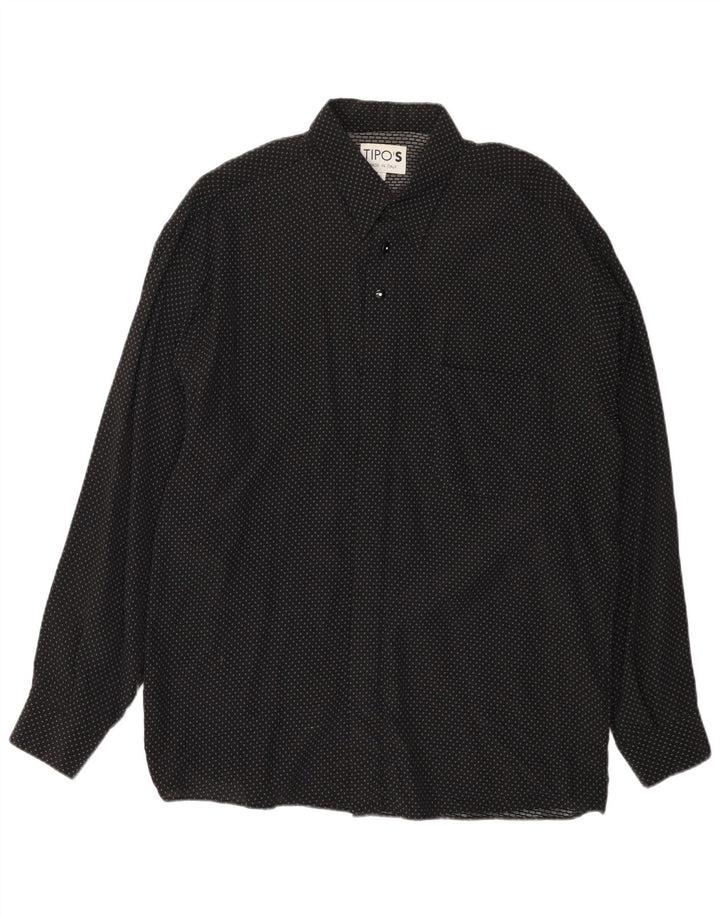 Camisa Hombre Tipo' S XL Viscosa Moteada Negra