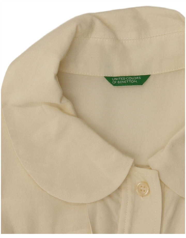 Benetton Blusa Camisera Mujer UK 44 Large Blanco Roto