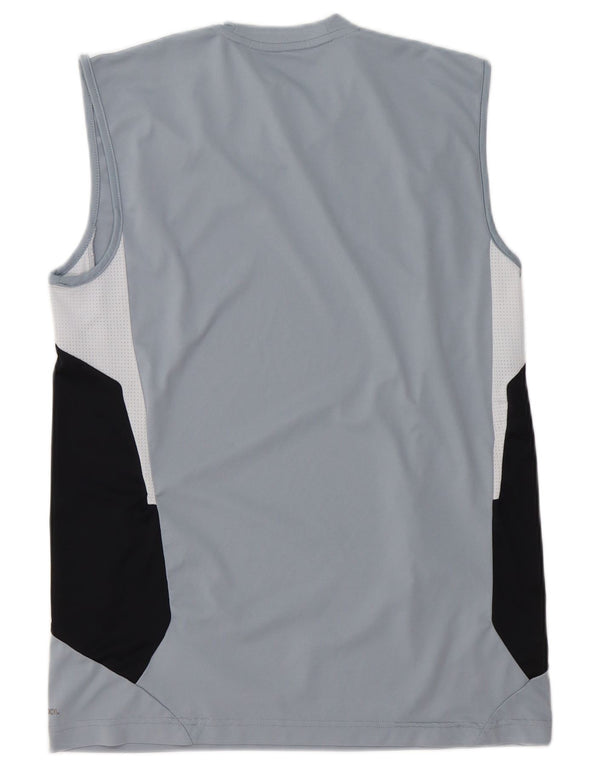 ADIDAS Mens Climacool Vest Top UK 40/42 Azul medio Colorblock Poliéster