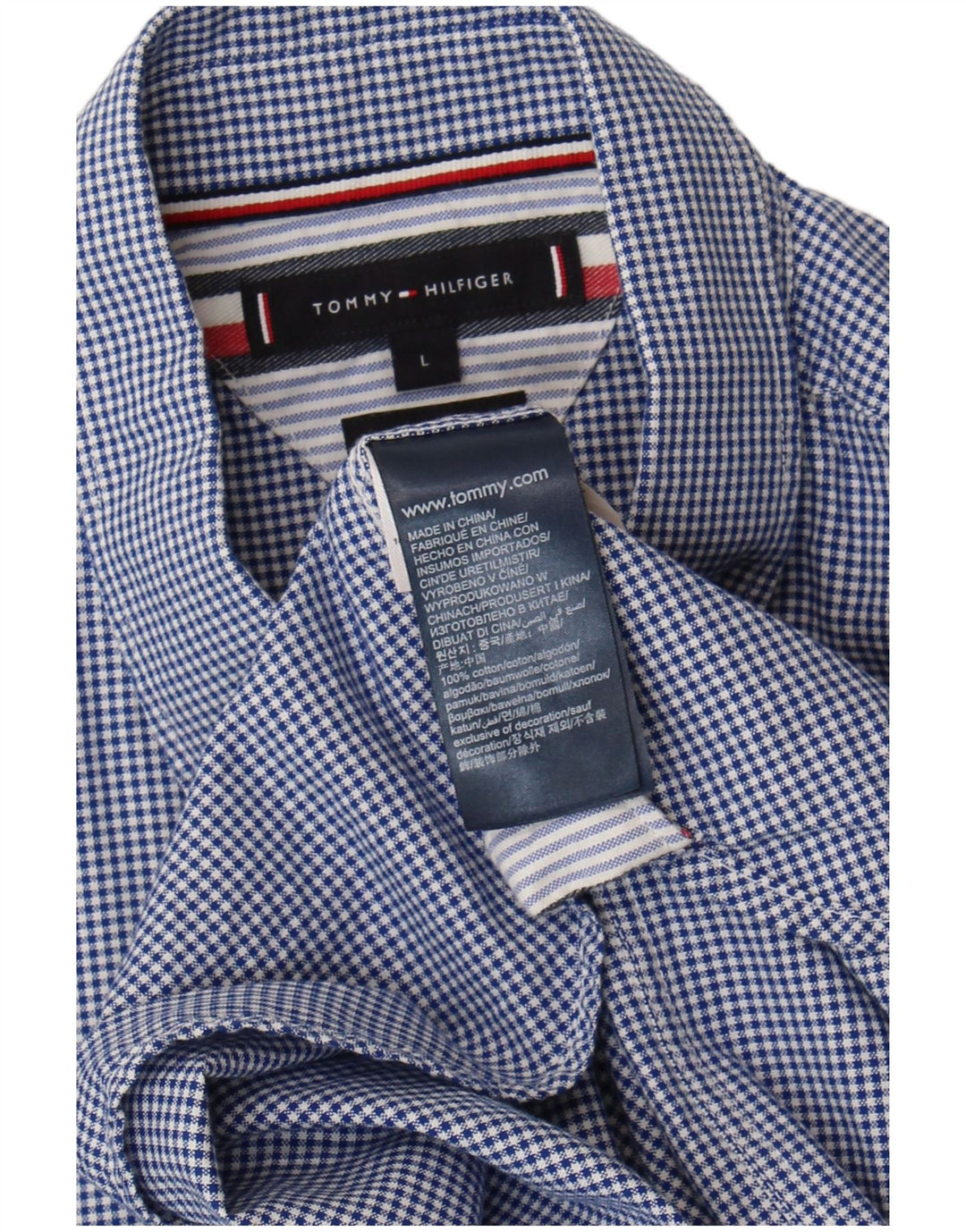 Camisa Tommy Hilfiger para hombre de algodón a cuadros azul grande