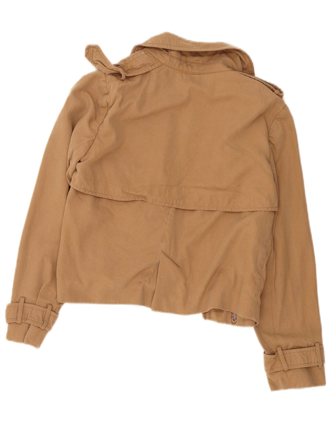 Zara Mujer Chaqueta Militar Abierta De Gran Tamaño UK 10 Small Beige Lyocell