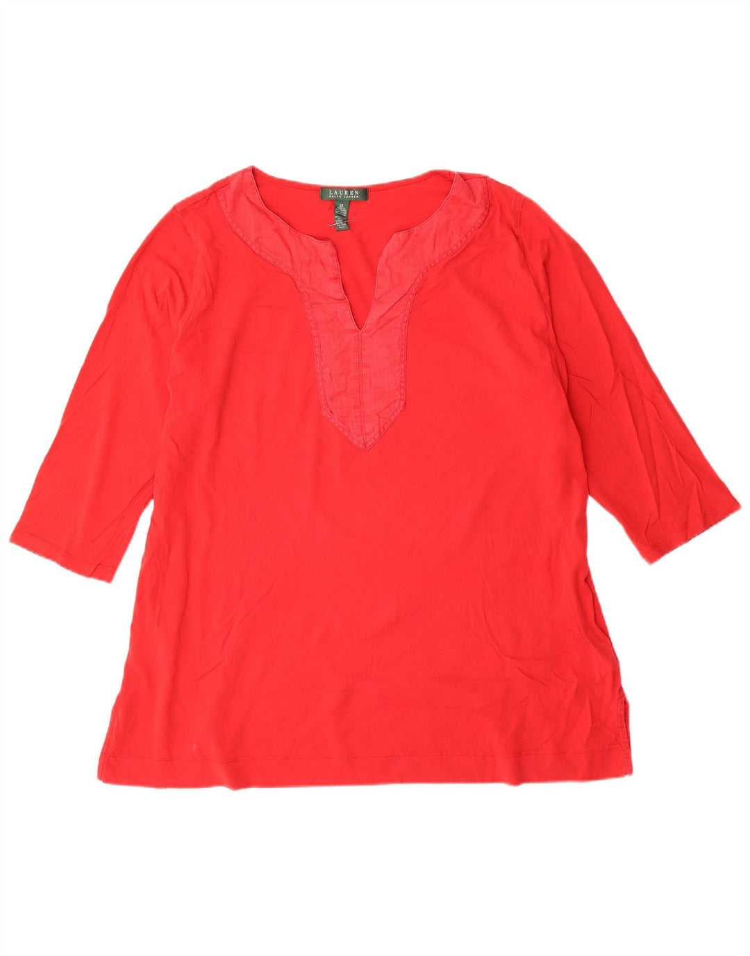 Ralph Lauren Blusa de manga 3/4 para mujer UK 20 2XL Algodón rojo