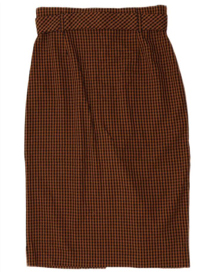 Zara Mujer Trafaluc Mini Falda Grande W32 Marrón Gingham