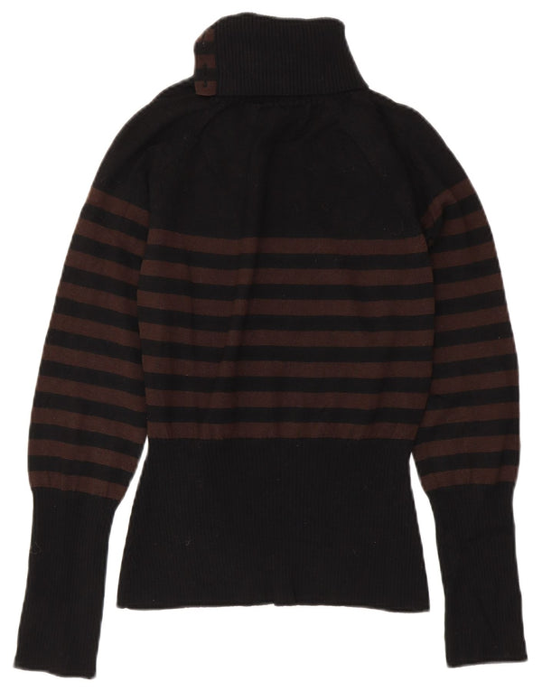 LAURA ASHLEY Suéter tipo jersey con cuello y botones para mujer Reino Unido 12 Mediano Rayas negras