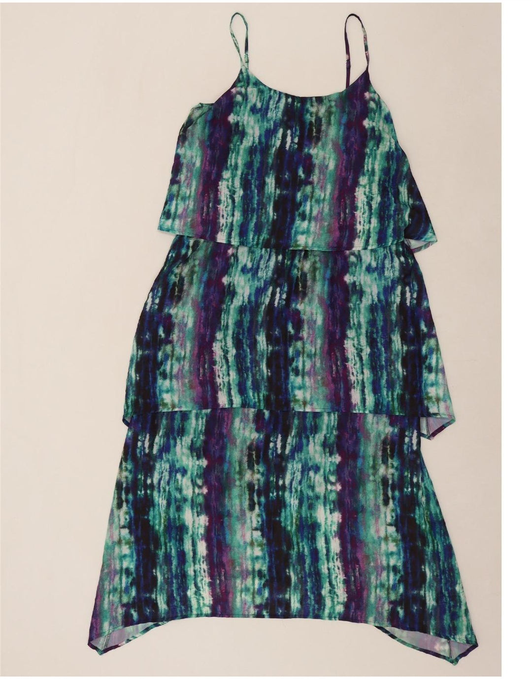 MOSSIMO Womens Sleeveless Tiered Dress UK 10 Small Multicoloured Tie Dye Vintage Mossimo and Second-Hand Mossimo from Messina Hembry 