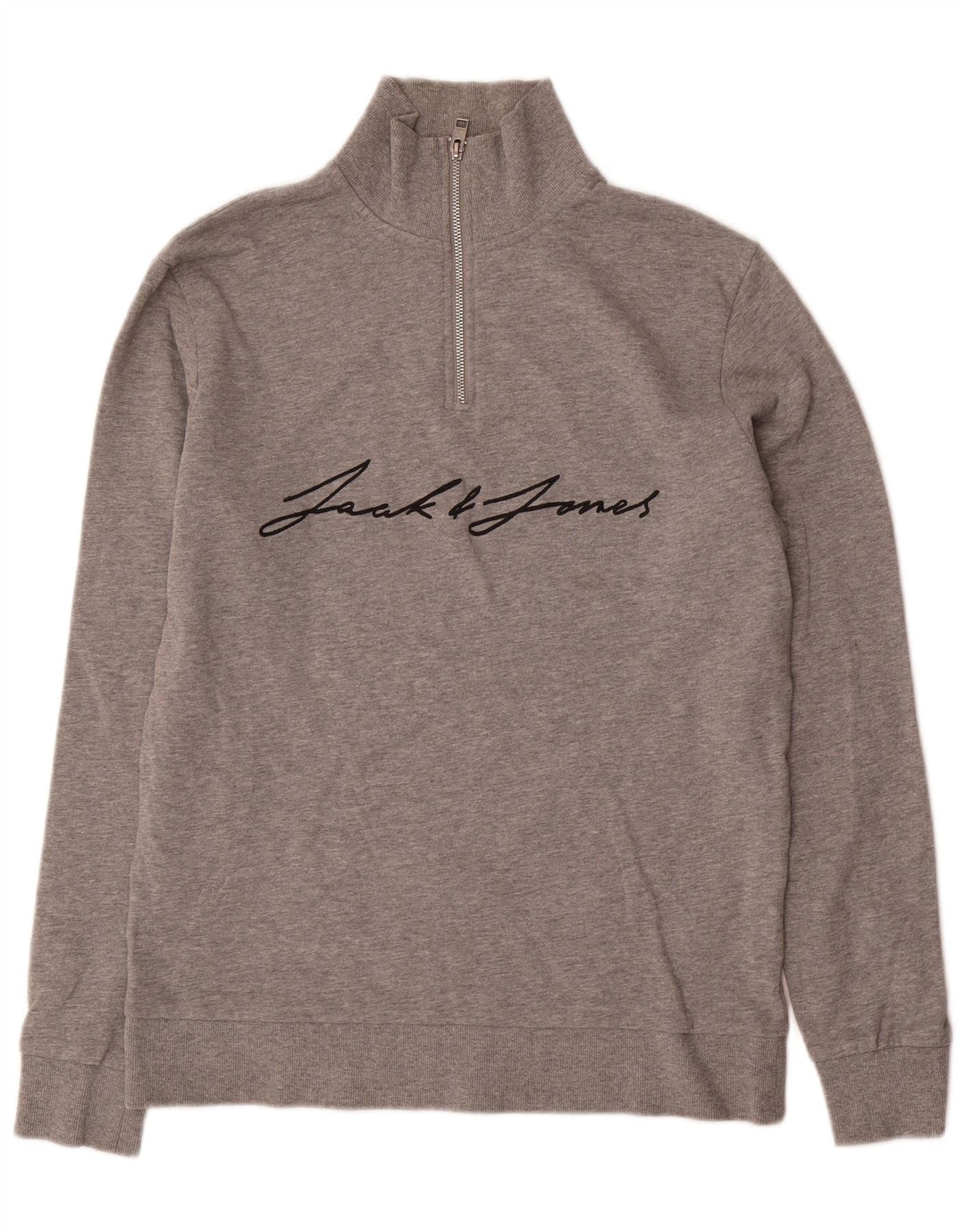 Jack & Jones Hombre Gráfico Zip Neck Sudadera Jumper Large Gris Moteado