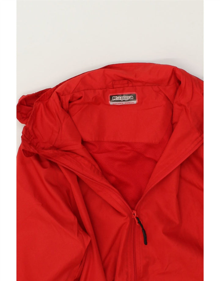 KAPPA Boys Hooded Rain Jacket 13-14 Years Red Polyester Vintage Kappa and Second-Hand Kappa from Messina Hembry 