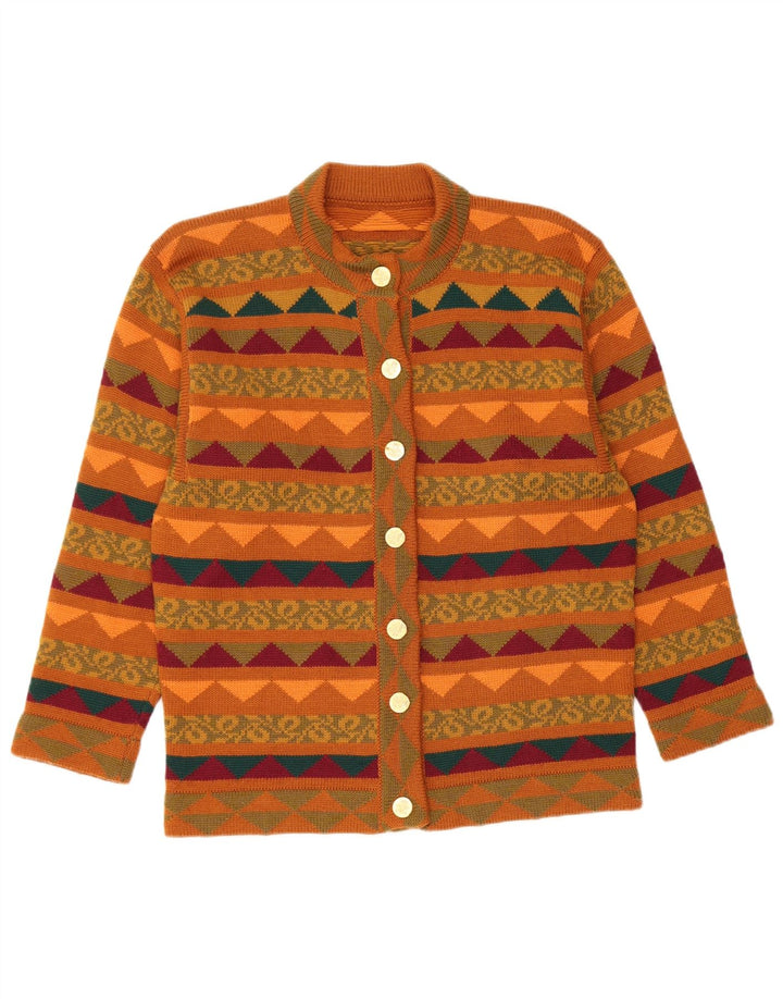 VINTAGE Mujer Punto 2 Piezas Falda Set UK 14 Medio W28 Marrón Geométrico