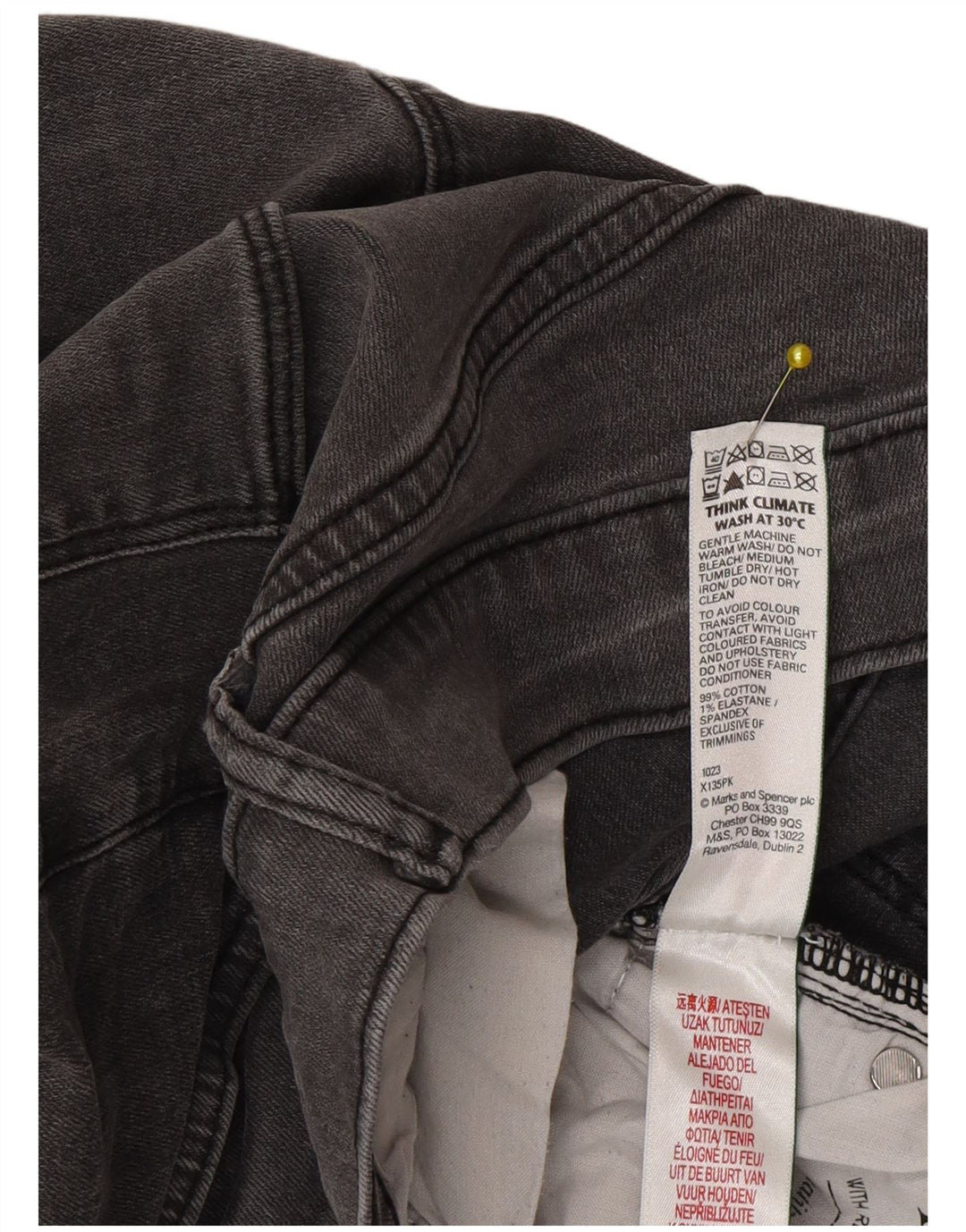 Marks & Spencer Vaqueros ajustados para hombre W34 L33 Algodón gris
