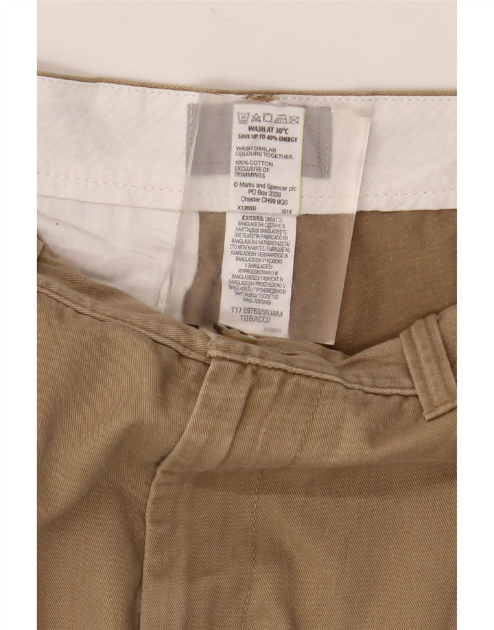MARKS & SPENCER Pantalones Cortos Chino para Hombre W32 Marrón Medio Algodón
