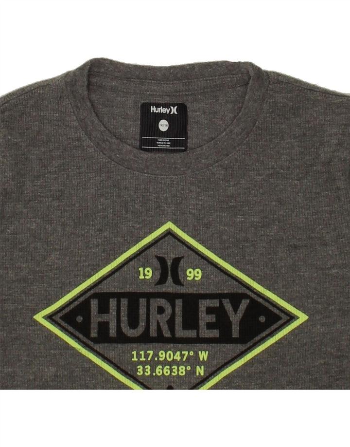 HURLEY Boys Graphic Top Long Sleeve 14-15 Years Grey Cotton Vintage Hurley and Second-Hand Hurley from Messina Hembry 