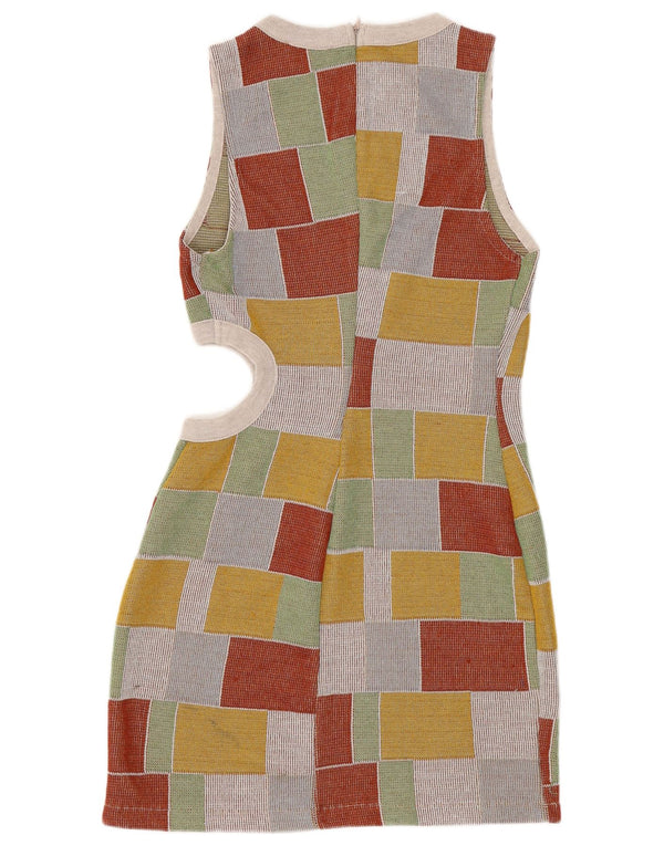 Zara Vestido Ajustado Sin Mangas para Mujer UK 40 Medio Multicolor Geométrico