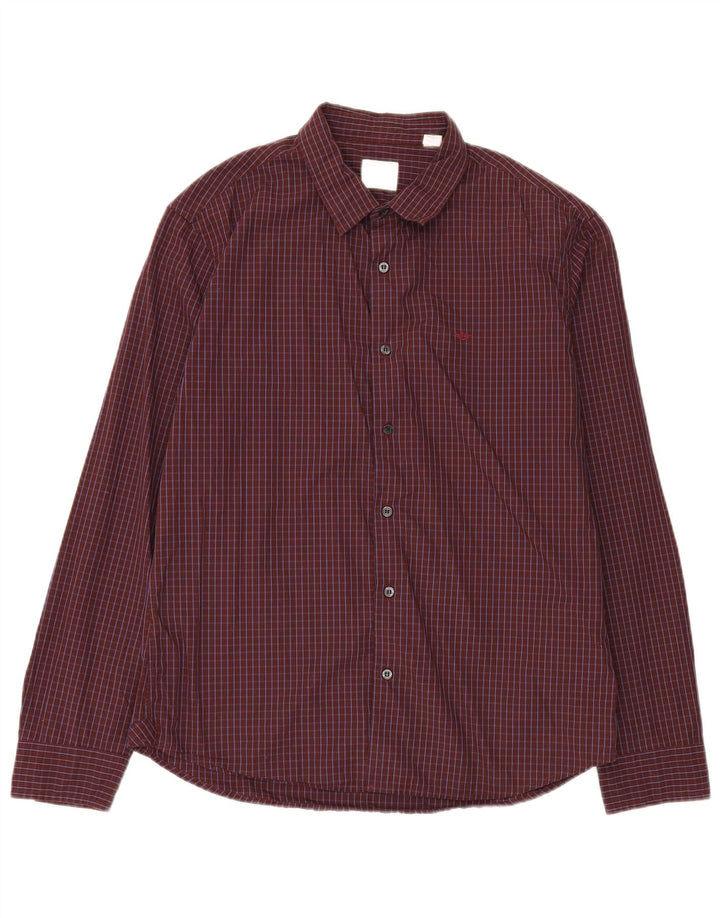 Camisa Dockers Hombre Large Algodón A Cuadros Borgoña