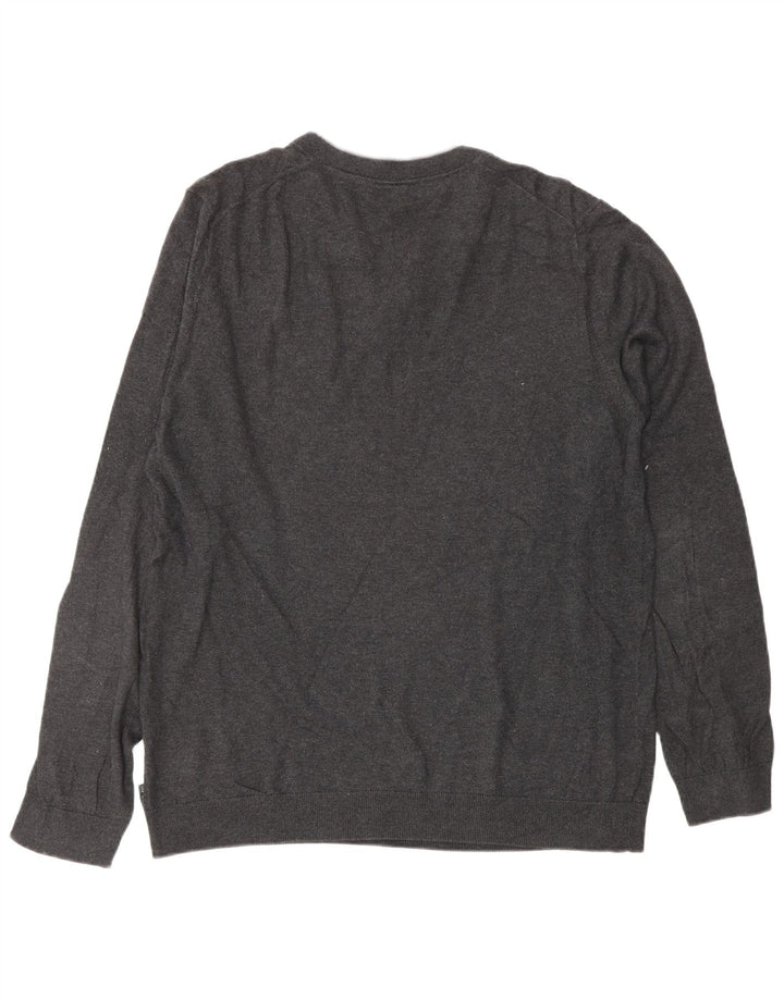 TED BAKER Suéter con cuello en V para hombre Talla 4 Grande Algodón gris