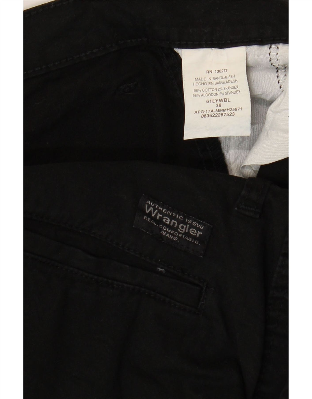 Wrangler Pantalones cortos cargo para hombre W38 XL Algodón negro