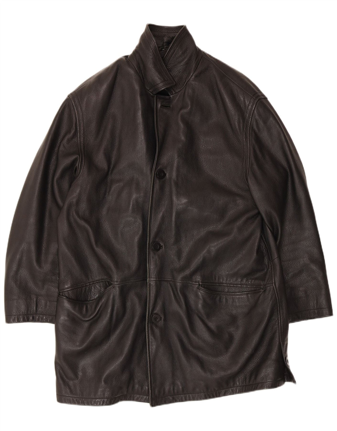Vintage hombres regular fit chaqueta de cuero Reino Unido 40 grande negro
