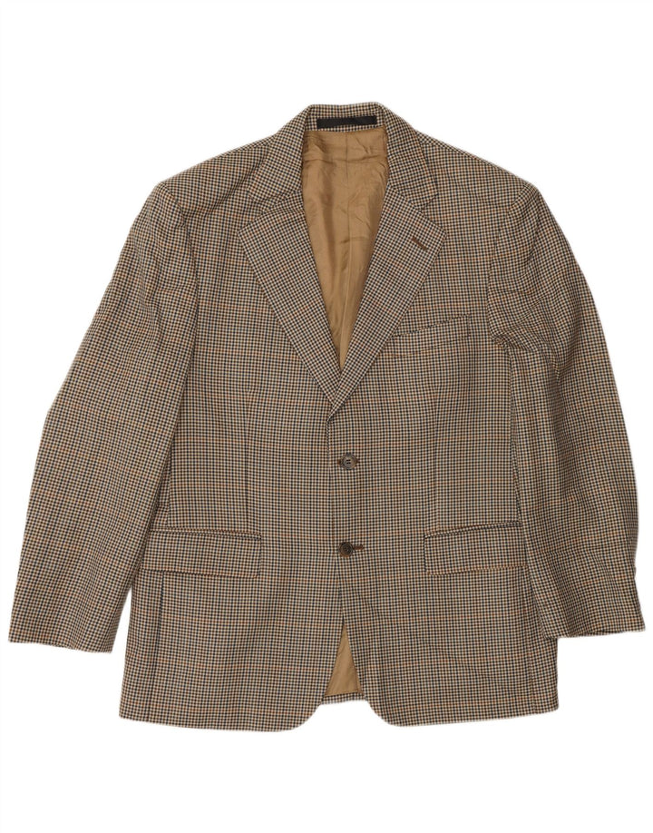 Marks & Spencer Chaqueta tipo blazer de 2 botones para hombre UK 40 Lana a cuadros beige mediana