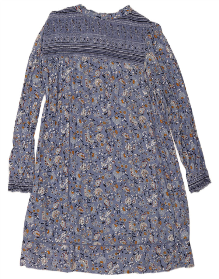 Vestido básico de manga larga para mujer Fat Face UK 42 Viscosa floral azul medio