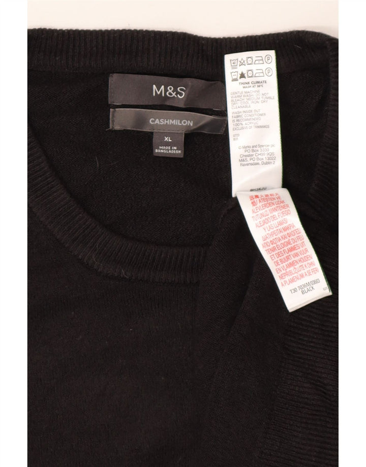 MARKS & SPENCER Jersey de cuello redondo para hombre XL Acrílico negro