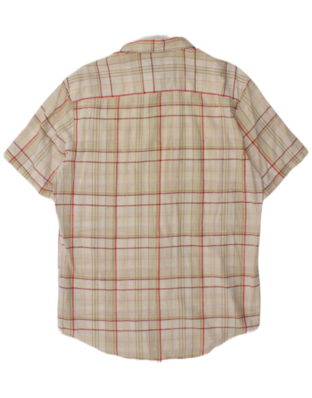 Camisa Timberland Hombre Manga Corta Regular Fit Lino A Cuadros Beige Medio