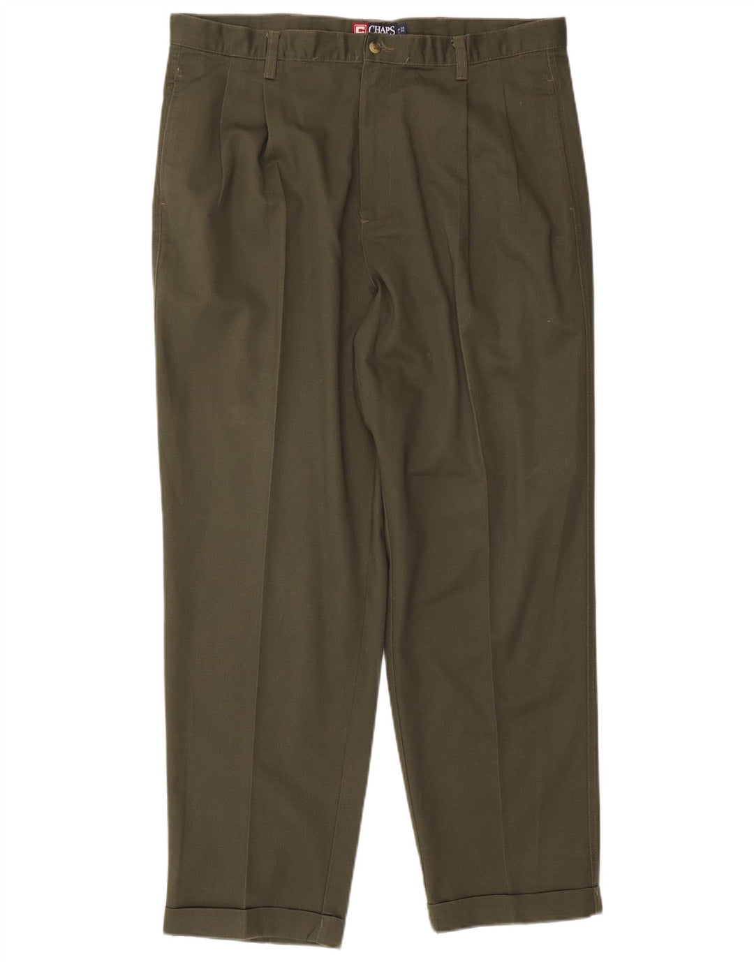 CHAPS RALPH LAUREN Pantalones chinos con pinzas para hombre W38 L30 Algodón caqui