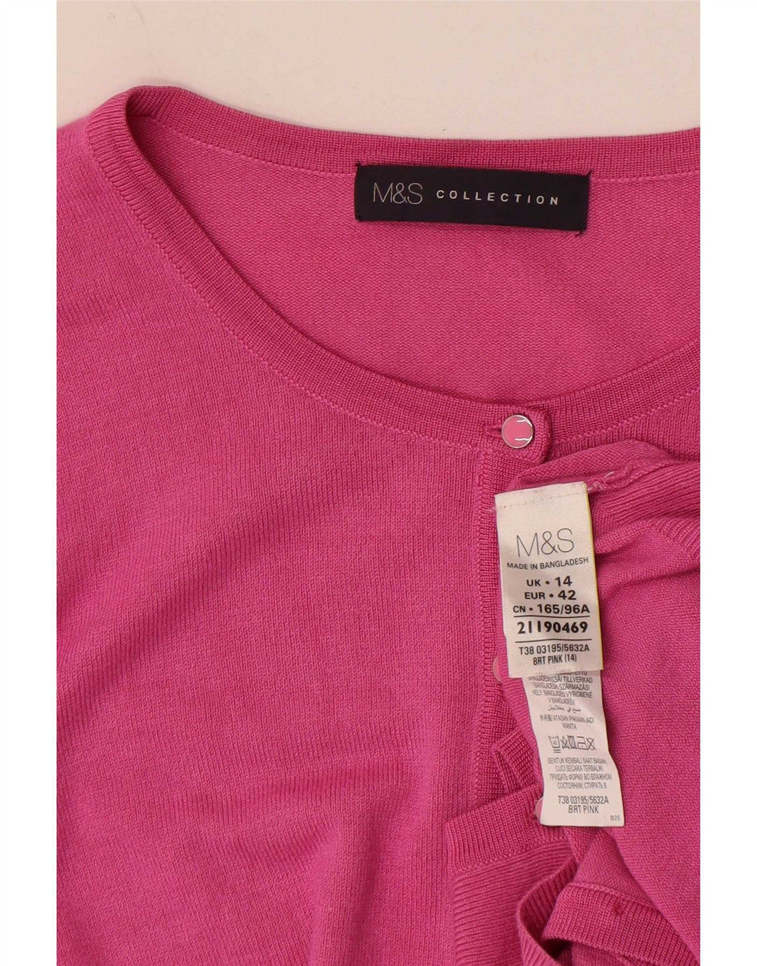 Marks & Spencer Suéter tipo cárdigan para mujer UK 44 Viscosa rosa mediana