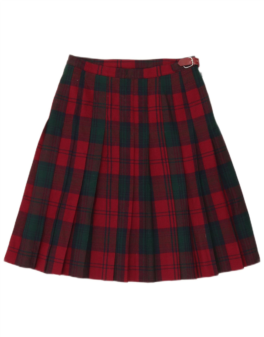 Falda envolvente plisada vintage para mujer IT 44 Mediana W26 Lana nueva a cuadros rojos