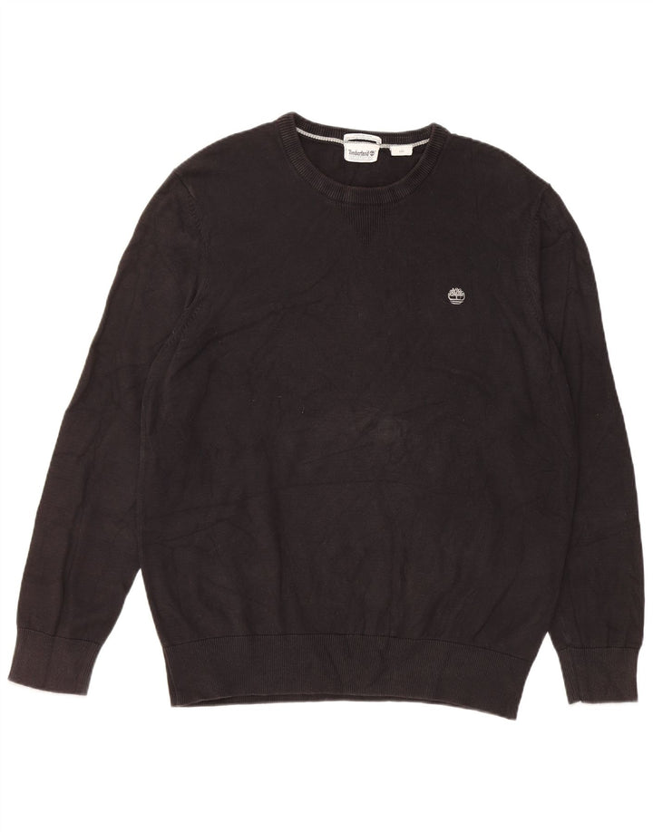 Timberland - Jersey de cuello redondo para hombre, talla grande, algodón negro