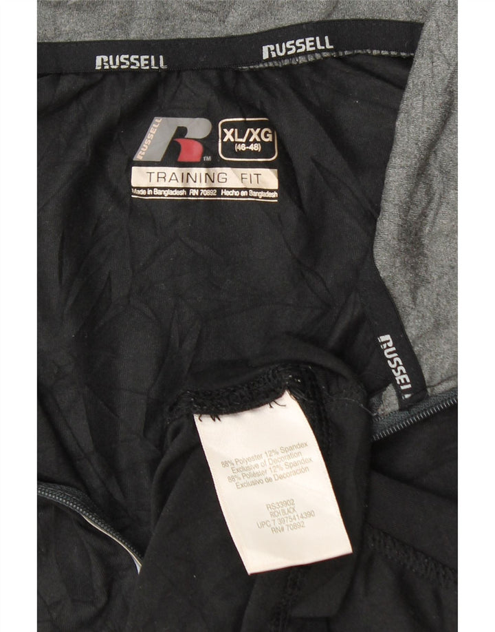 Russell Athletic Hombre Dri-Power Zip Neck Top Manga Larga XL Poliéster Negro