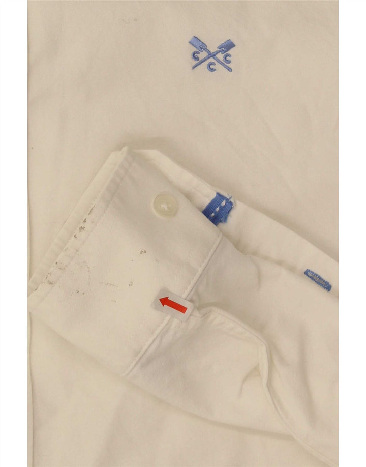 Crew Clothing Camisa ajustada para hombre Algodón blanco pequeño