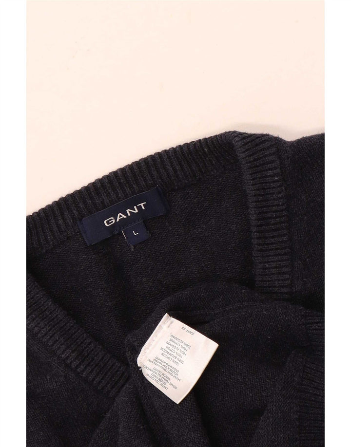 Gant Jersey con cuello en V para hombre, talla grande, algodón azul marino