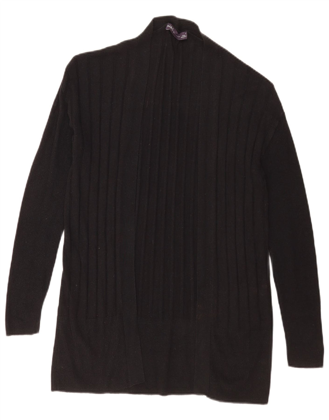 Marks & Spencer Suéter tipo cárdigan abierto para mujer UK 10 Small Black Stripes
