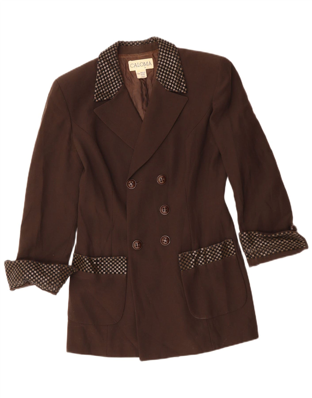 Caloma Chaqueta Blazer Larga para Mujer IT 44 Marrón Medio Geométrico