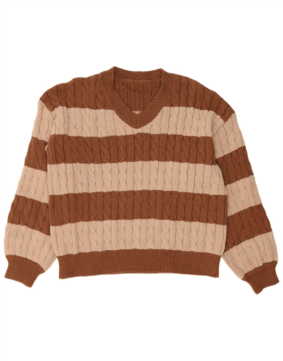 SHEIN Suéter tipo jersey con cuello en V para mujer ES 44 Marrón medio Colorblock