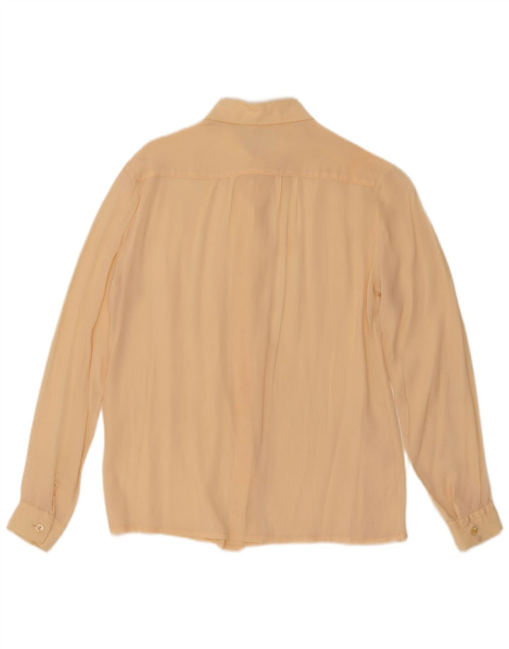 Vintage mujer camisa blusa Reino Unido 16 grande beige