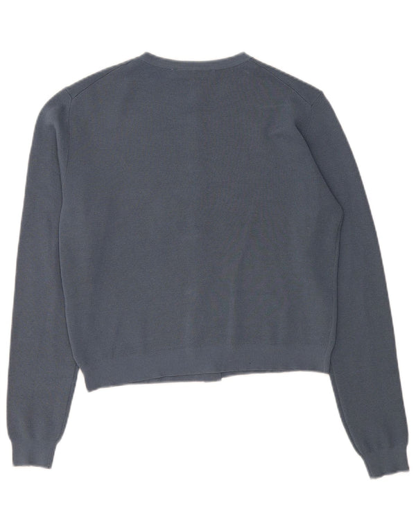 Zara Mujer Crop Cardigan Suéter UK 10 Small Azul Marino Viscosa
