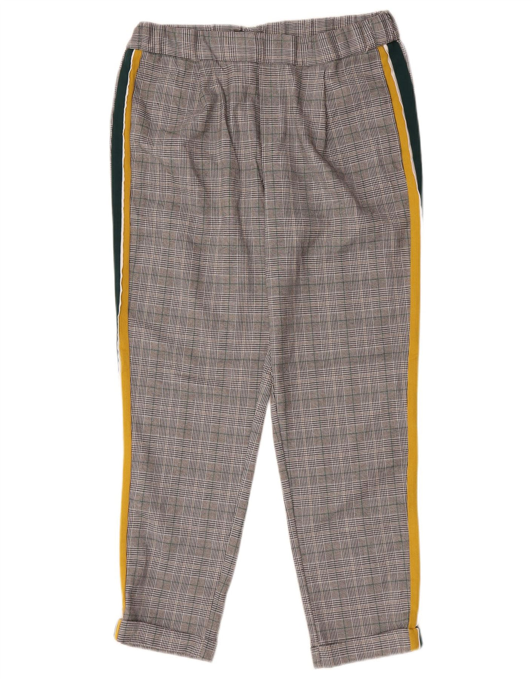 Zara Mujer Pantalón Corto Recto Mediano W28 L25 Poliéster A Cuadros Gris