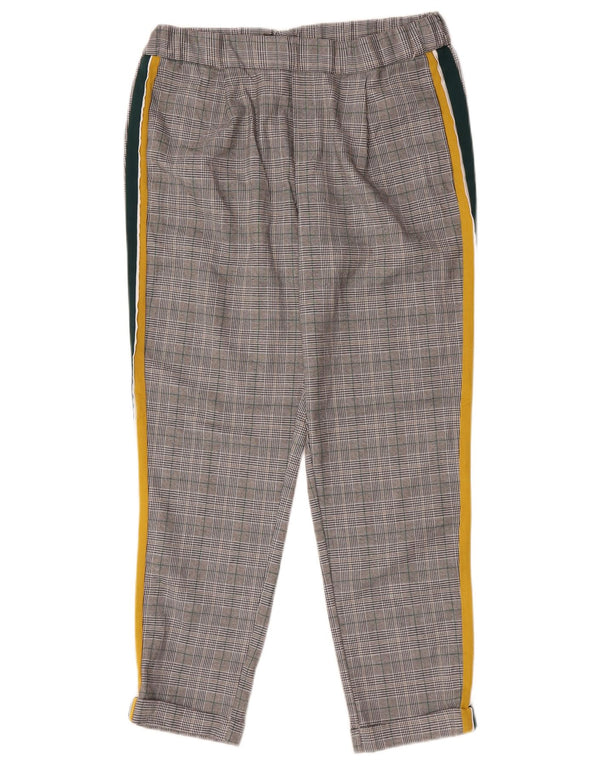 Zara Mujer Pantalón Corto Recto Mediano W28 L25 Poliéster A Cuadros Gris