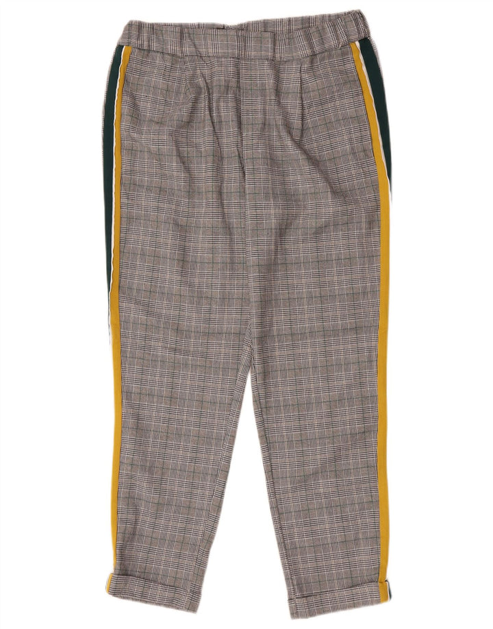 Zara Mujer Pantalón Corto Recto Mediano W28 L25 Poliéster A Cuadros Gris