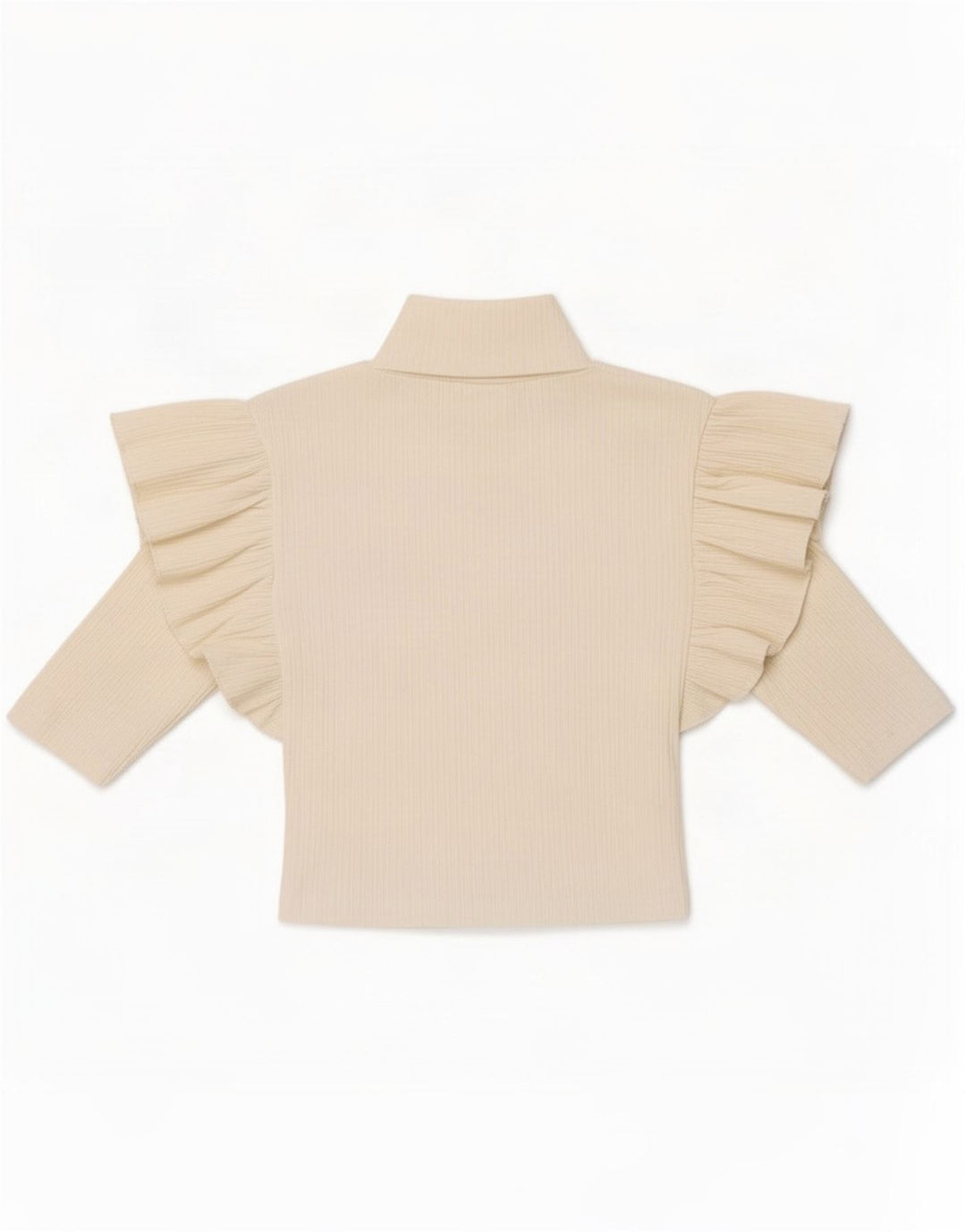Zara Mujer Crop Top Manga 3/4 UK 8 Small Blanco