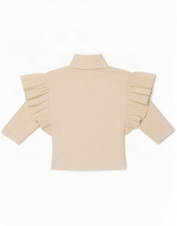 Zara Mujer Crop Top Manga 3/4 UK 8 Small Blanco