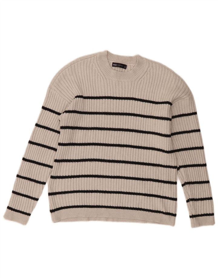 Marks & Spencer Jersey de cuello redondo para mujer UK 44 Gris medio a rayas