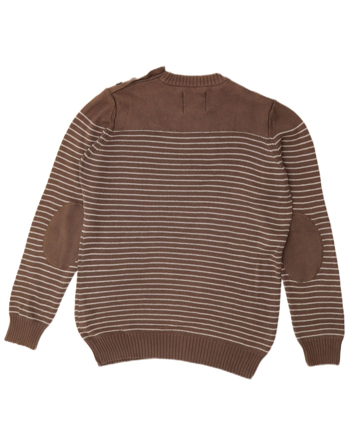 JULES Jersey de cuello redondo para hombre de algodón a rayas marrón grande