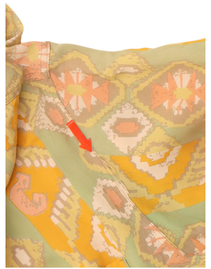 VINTAGE Camisa Manga Corta Hombre Viscosa Geométrica Amarillo Medio