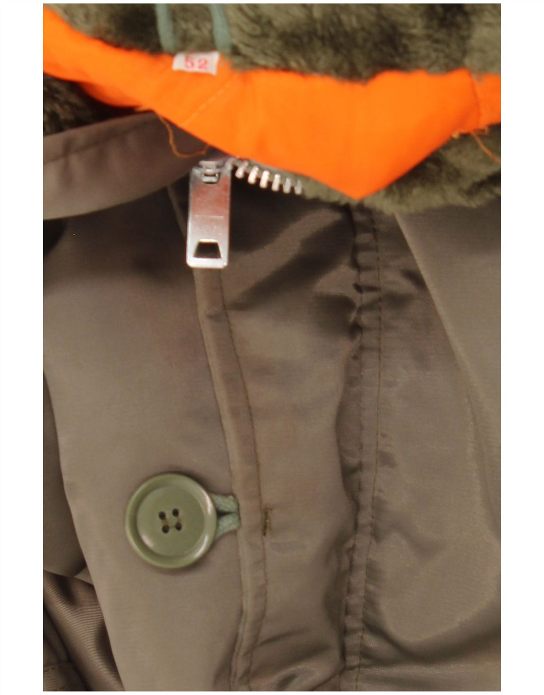 Chaqueta Parka vintage con capucha para hombre IT 52 XL Poliamida caqui