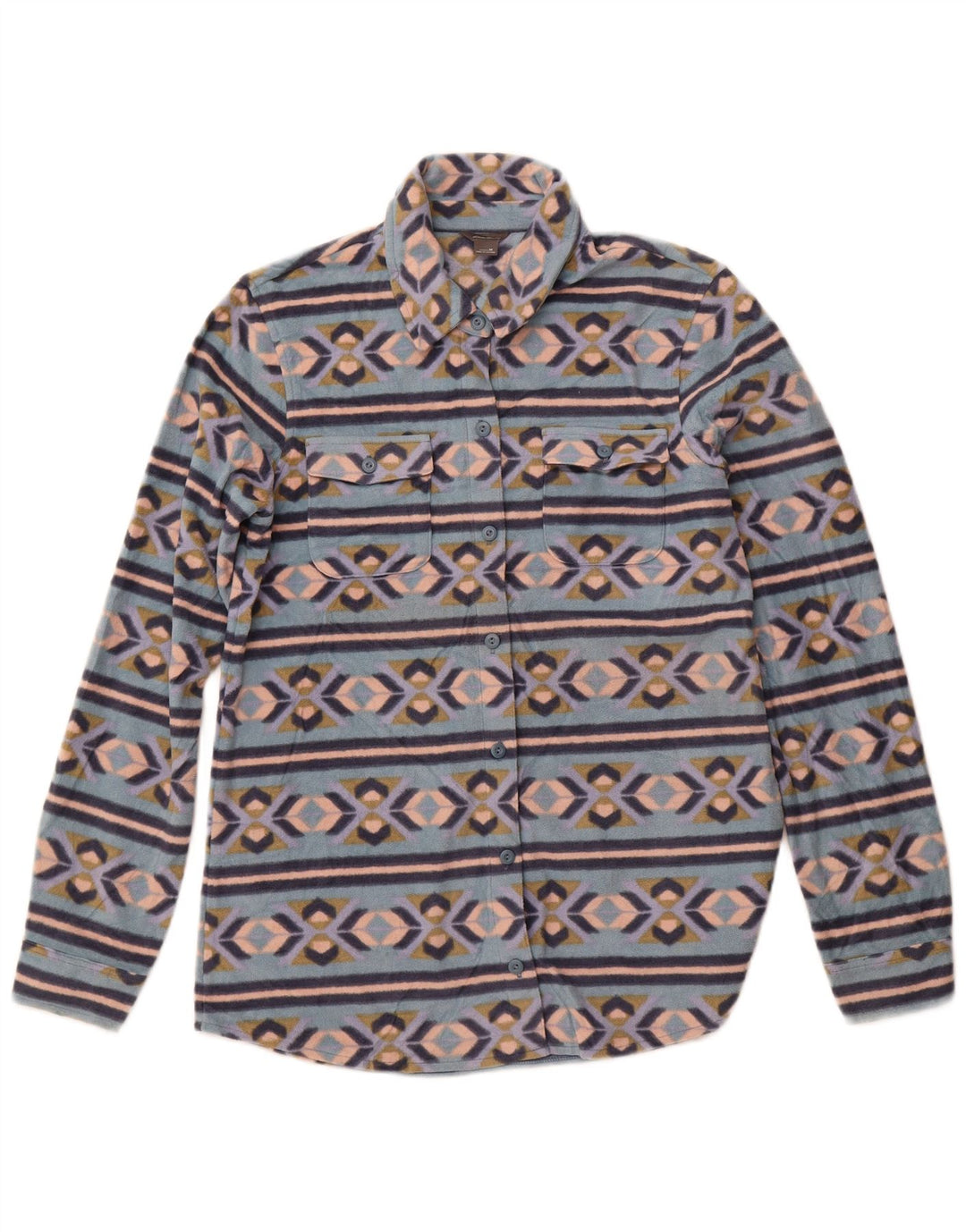 EDDIE BAUER Camisa polar para mujer UK 12 Poliéster Fair Isle azul medio