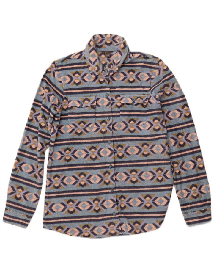 EDDIE BAUER Camisa polar para mujer UK 12 Poliéster Fair Isle azul medio
